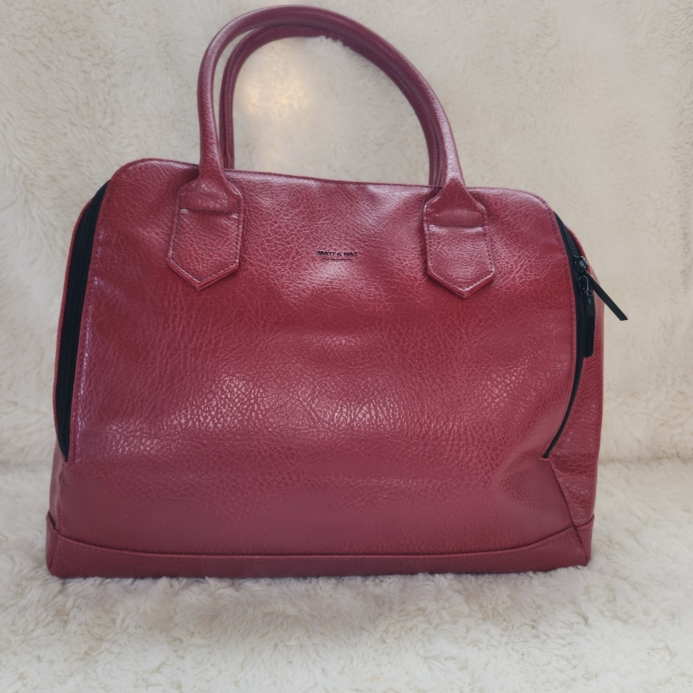 ​Matt & Nat Red Vegan Leather Bowling Bag Satchel Purse